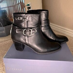 Nickels Marlon Black Buckled Heeled Booties - Sz 10 w/ box